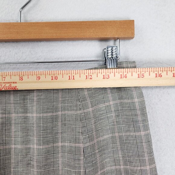 Ann Taylor Skirt Women 8 Black Pink Houndstooth Linen Blend Peplum Pencil Ruffle - Picture 5 of 12